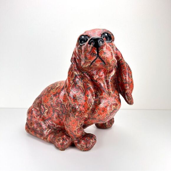 Vintage Decoupage White's Whachamacallits Hand Made Basset Hound Statue … - Picture 5 of 12